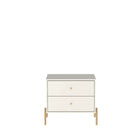 Mesa de Cabeceira 2 Gavetas Jasper 64 cm - Off White Fosco c/ Dourado