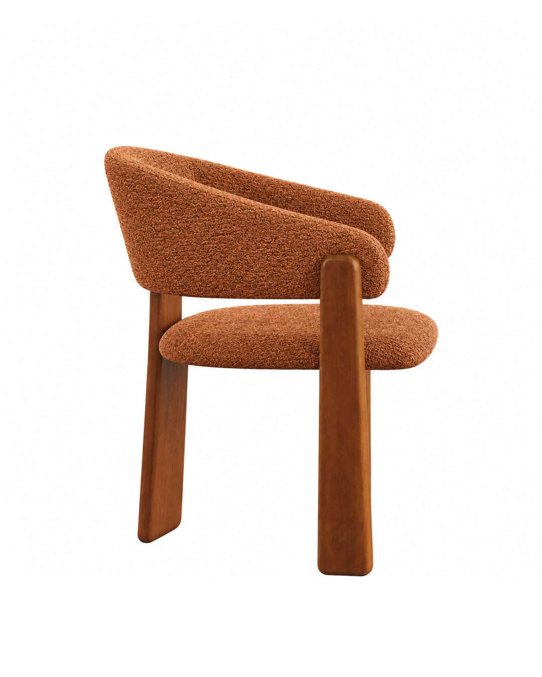 Cadeira de Madeira Maciça Estofada Lunea - Natural c/ Boucle Terracota