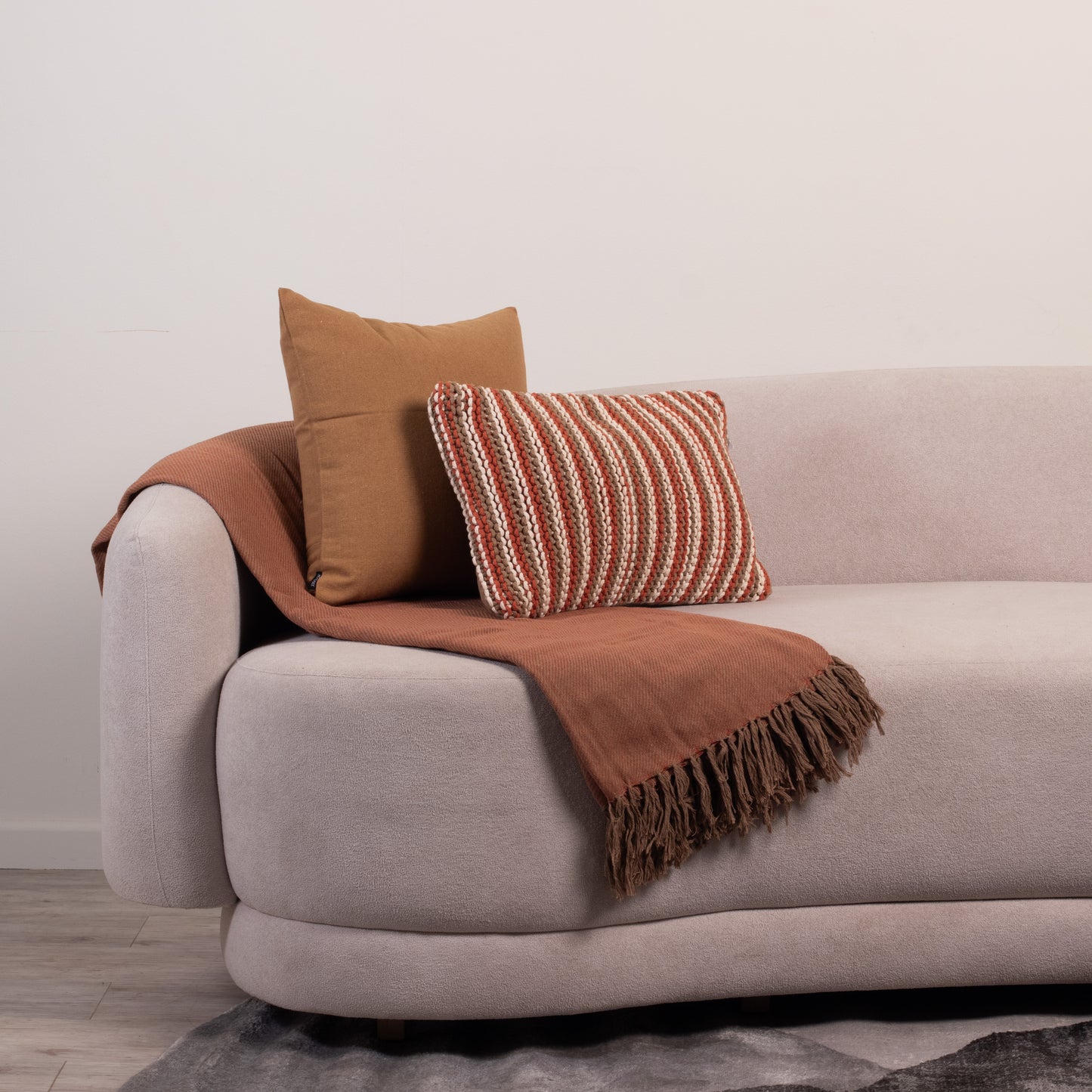 Manta Janduí 250 x 200 cm - Caramelo c/ Terracota