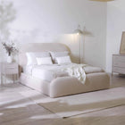 Cama Estofada de Casal com Cabeceira Aurora - Linho Texturizado Off White