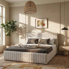 Cama Estofada King com Cabeceira Louise - Linho Off White