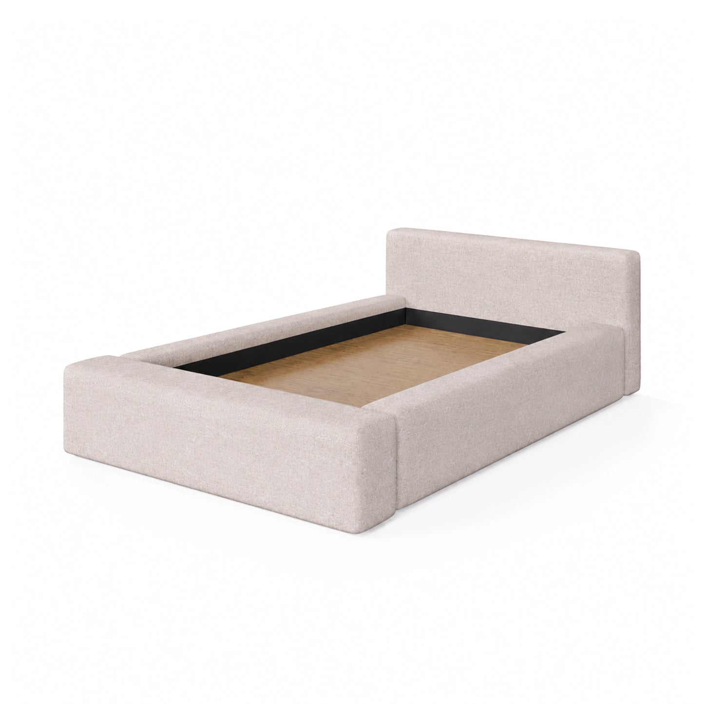 Cama Estofada de Casal com Cabeceira Nora - Linho Off White