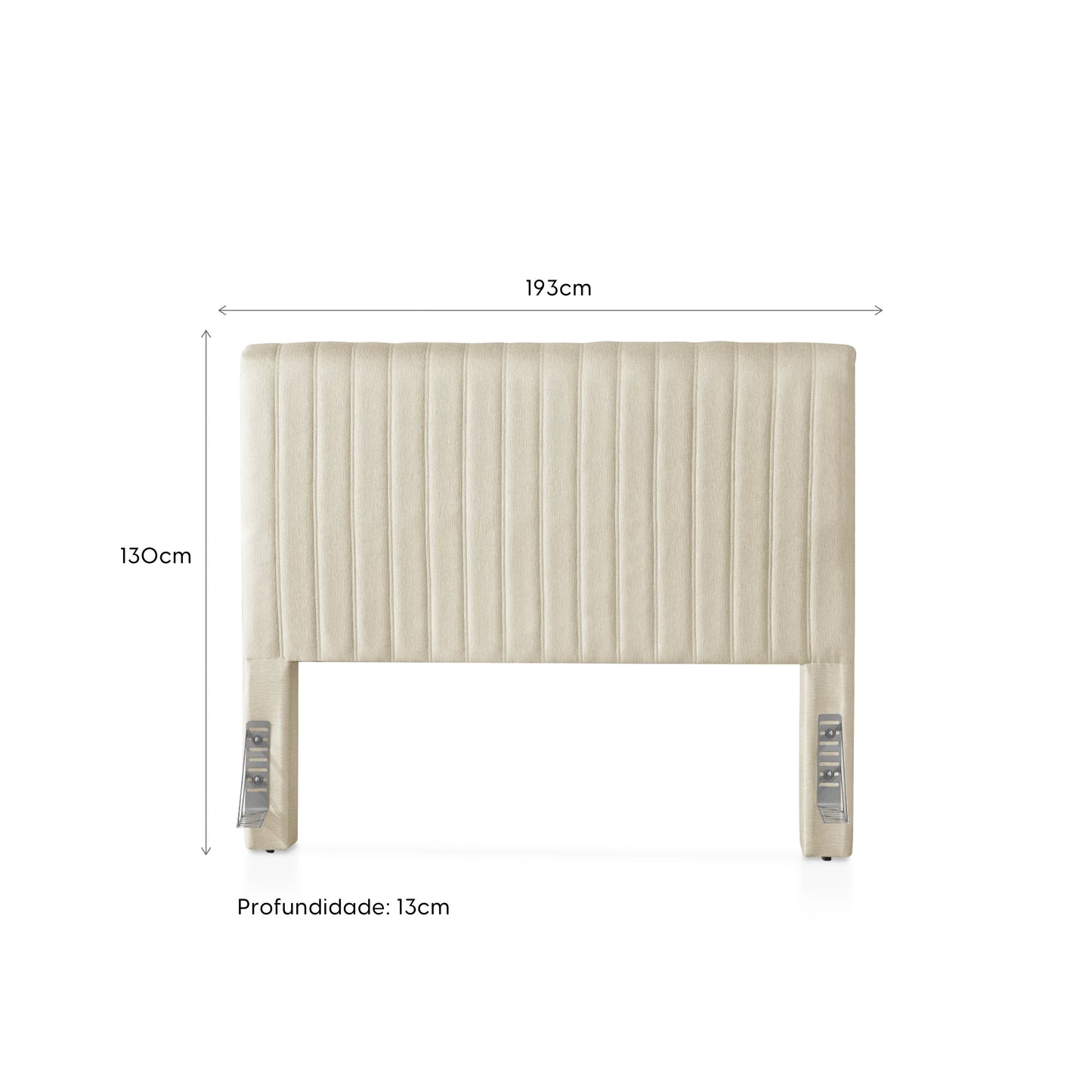 Cabeceira King Estofada Elara Canelada 193 cm - Linho Off White