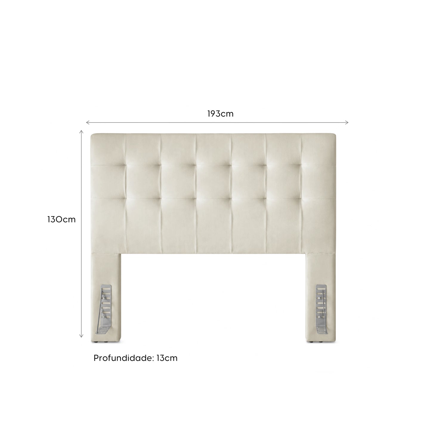 Cabeceira King Estofada Serena Capitonê 193 cm - Linho Off White