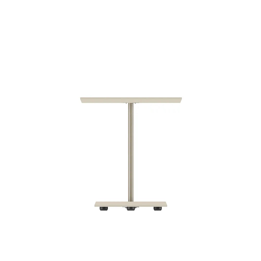 Mesa Lateral Triangular para Sala Lyra 54 cm - Off White c/ Dourado