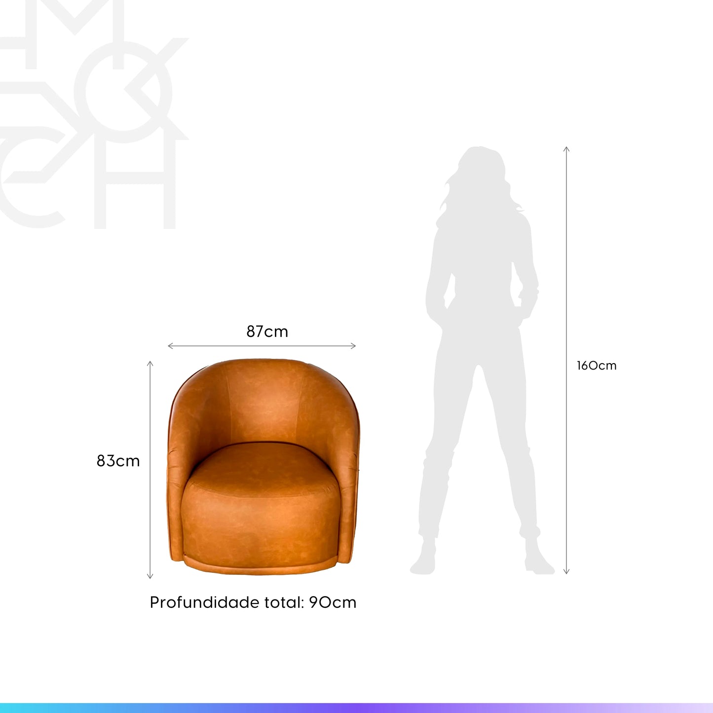 Poltrona Giratória Estofada Maia - PU Caramelo