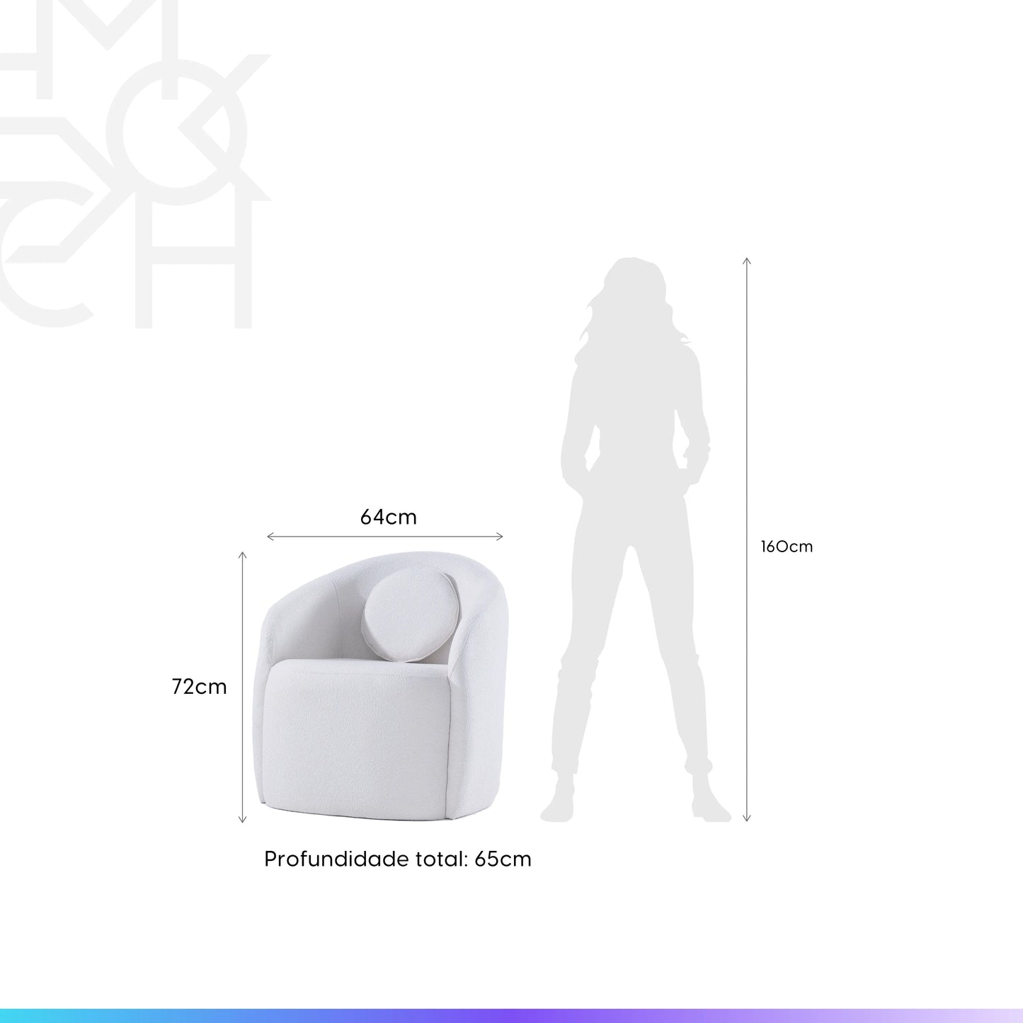 Poltrona Giratória Estofada com Almofada Nuvia - Linho Texturizado Off White