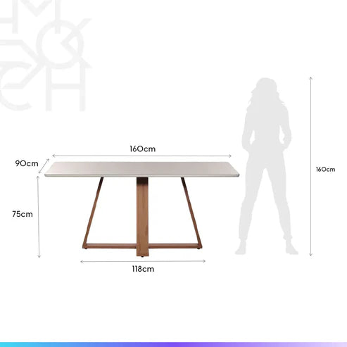 Conjunto de Jantar Mesa Retangular com Vidro Avena 6 Cadeiras Lara Canella c/ PU Off White