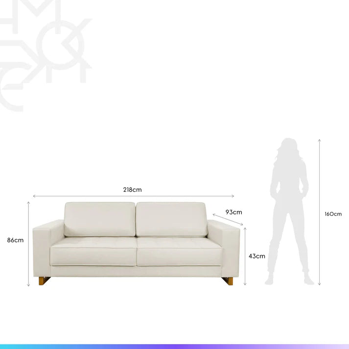 Conjunto Sala de Estar Completo Rack para TV até 75” Flynt com Painel Oslo - Sofá 3 Lugares Madrid - Mesa de Centro Elia