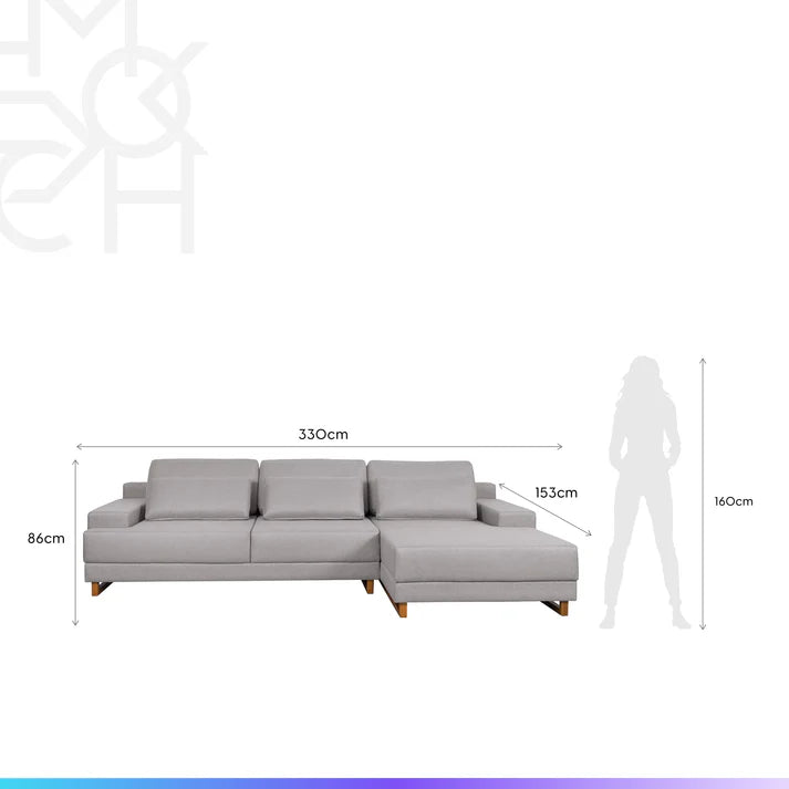 Conjunto Sala de Estar Rack para TV até 75” Aspen - Sofá 6 Lugares com Chaise Lado Direito Mônaco