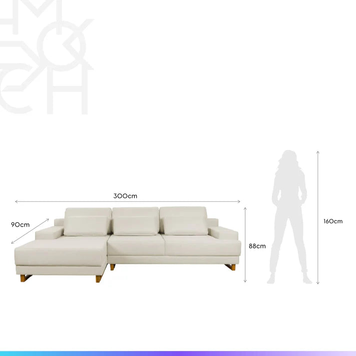 Conjunto Sala de Estar Rack para TV até 75” Flynt - Sofá 6 Lugares com Chaise Lado Esquerdo Mônaco
