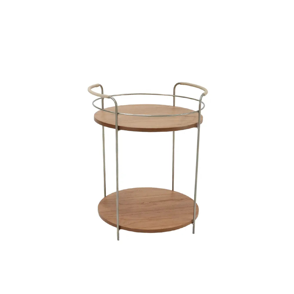 Aparador Bar Redondo com pés em Metal Biophilia 54 cm - Mel c/ Champanhe