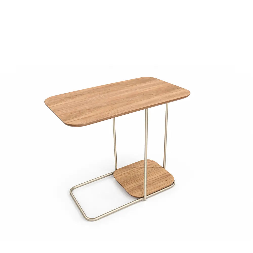 Mesa Lateral para Sofá com pés em Metal Biophilia 70 cm - Mel c/ Champanhe