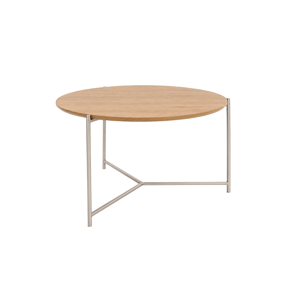 Mesa de Centro Redonda com pés em Metal Biophilia 61 cm - Mel c/ Champanhe