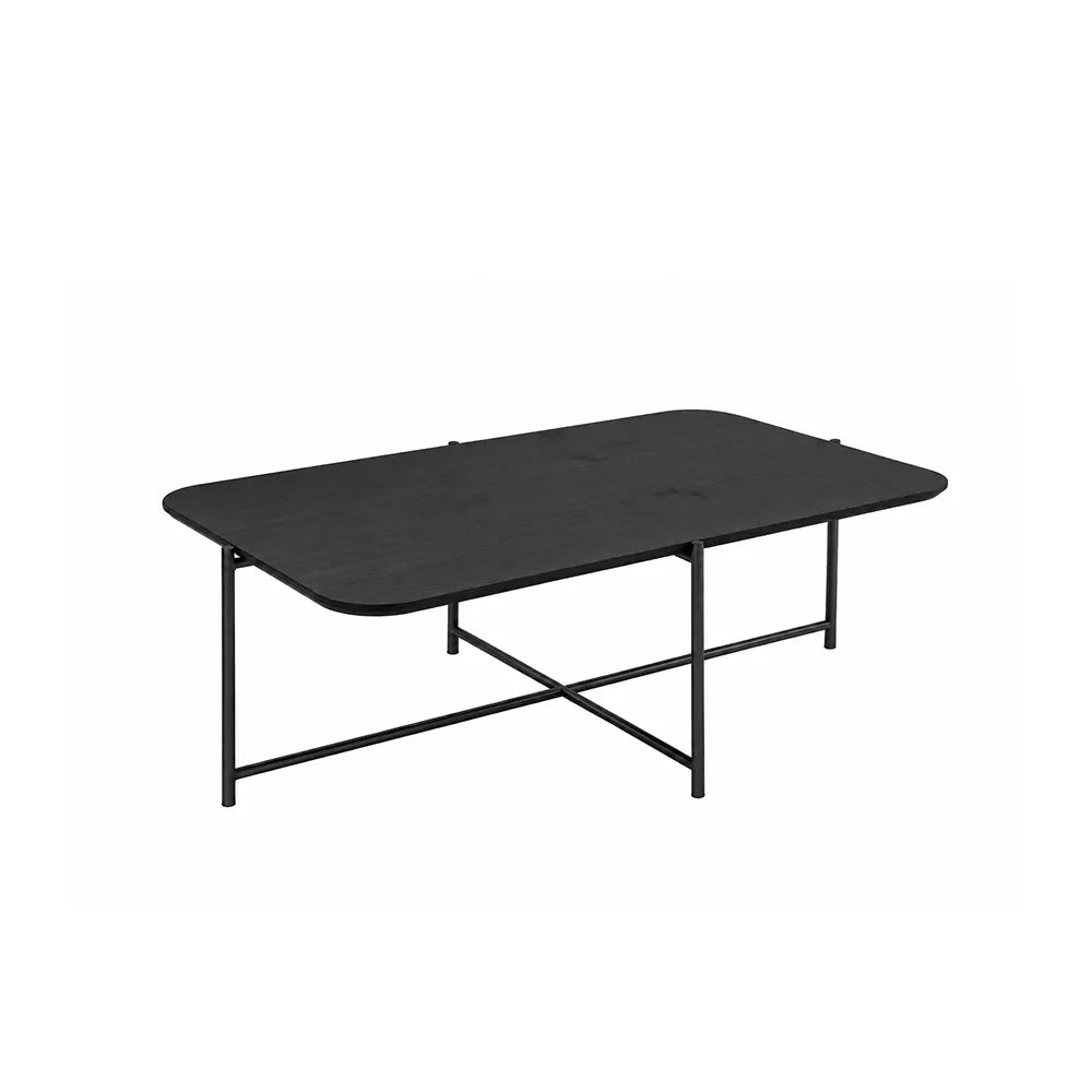 Mesa de Centro Retangular com pés em Metal Biophilia 93 cm - Preto