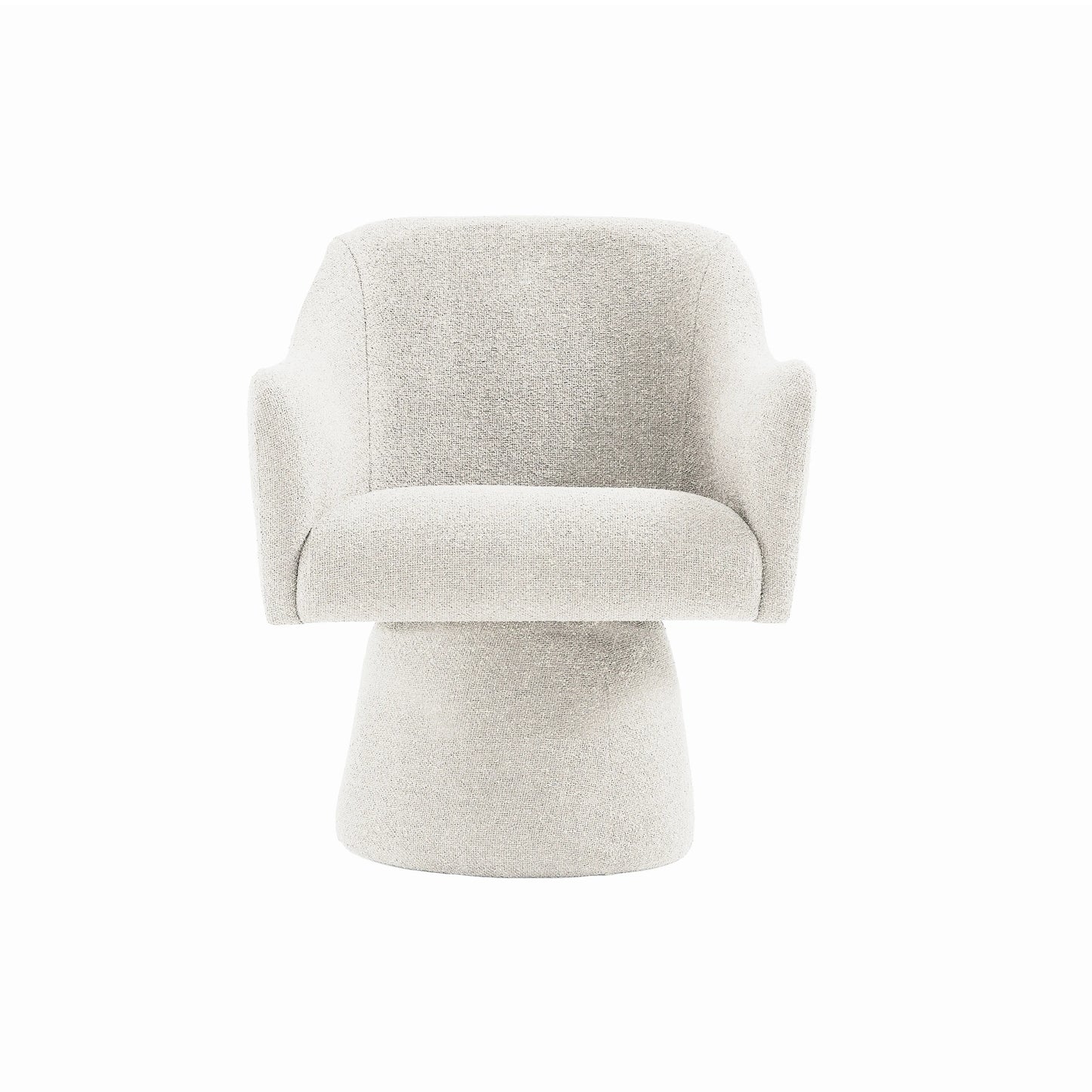 Poltrona Giratória Estofada Phylo - Linho Texturizado Off White