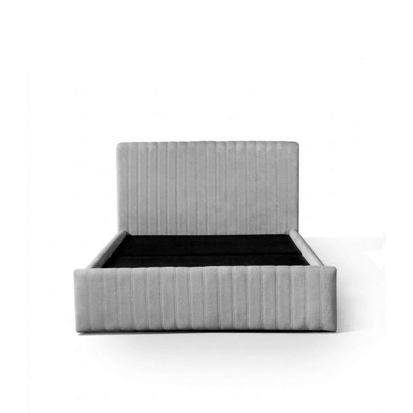Cama Estofada de Casal com Cabeceira Louise - Linho Cinza