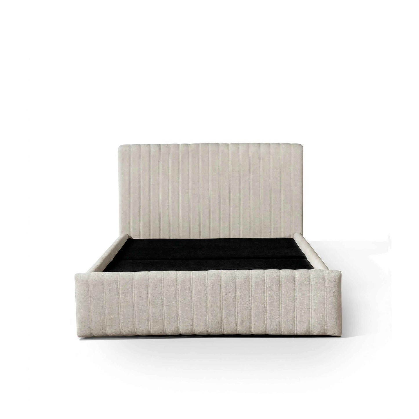 Cama Estofada de Casal com Cabeceira Louise - Linho Off White