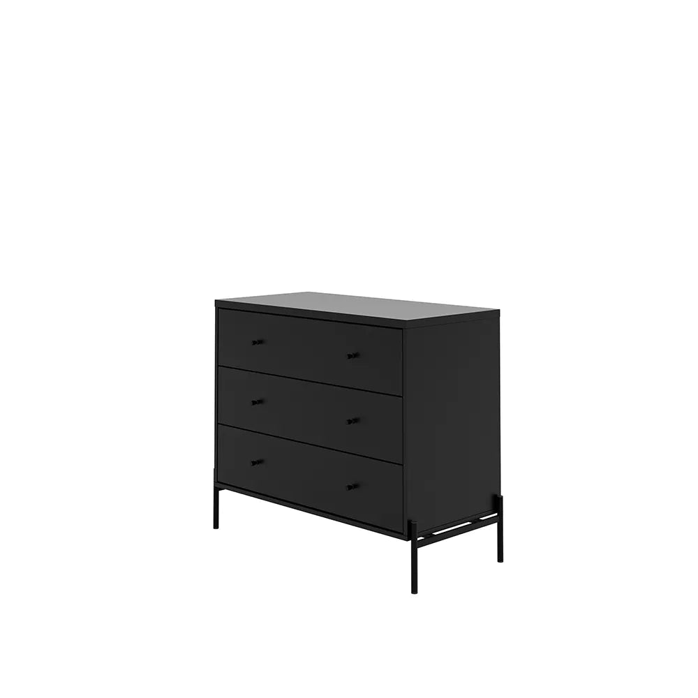 Cômoda 3 Gavetas Jasper 94 cm - Preto Fosco