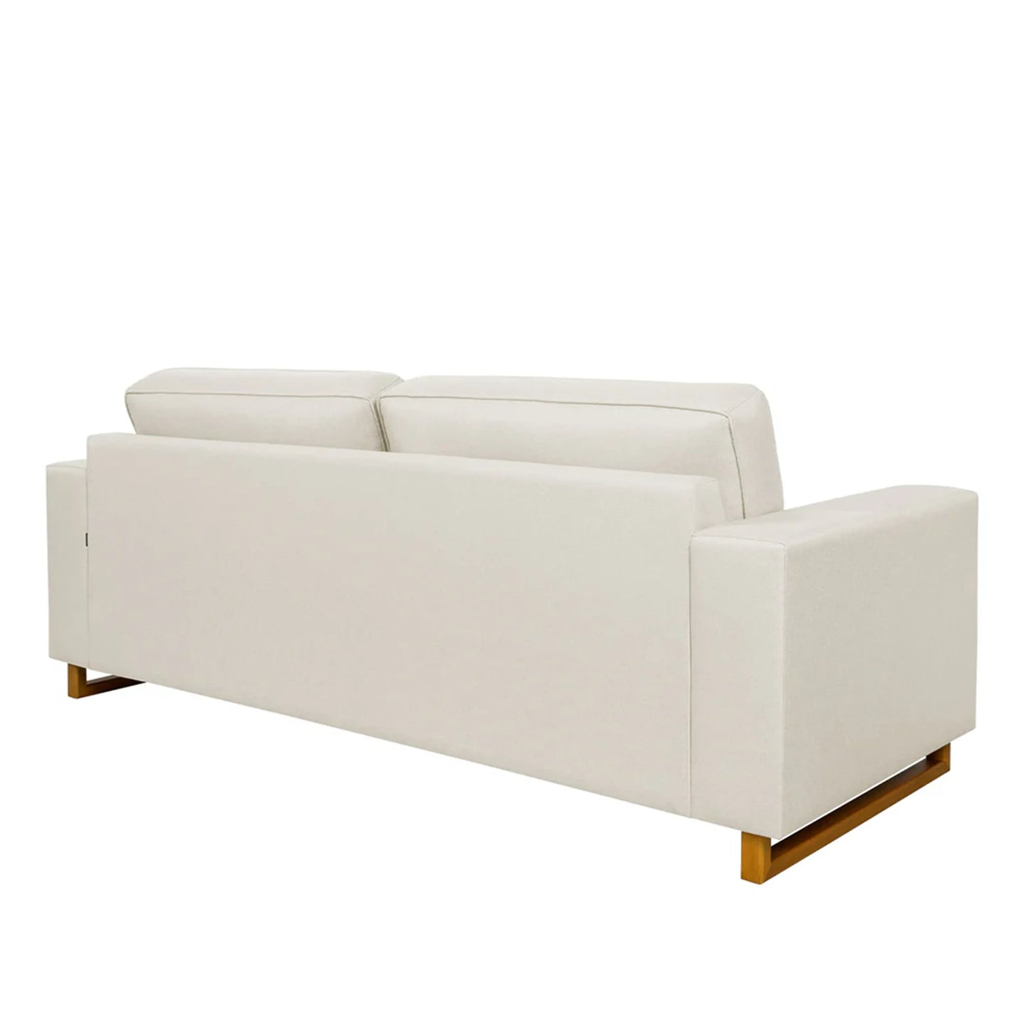 Sofá 3 Lugares Madrid 218 cm - Linho Texturizado Bege c/ Natural