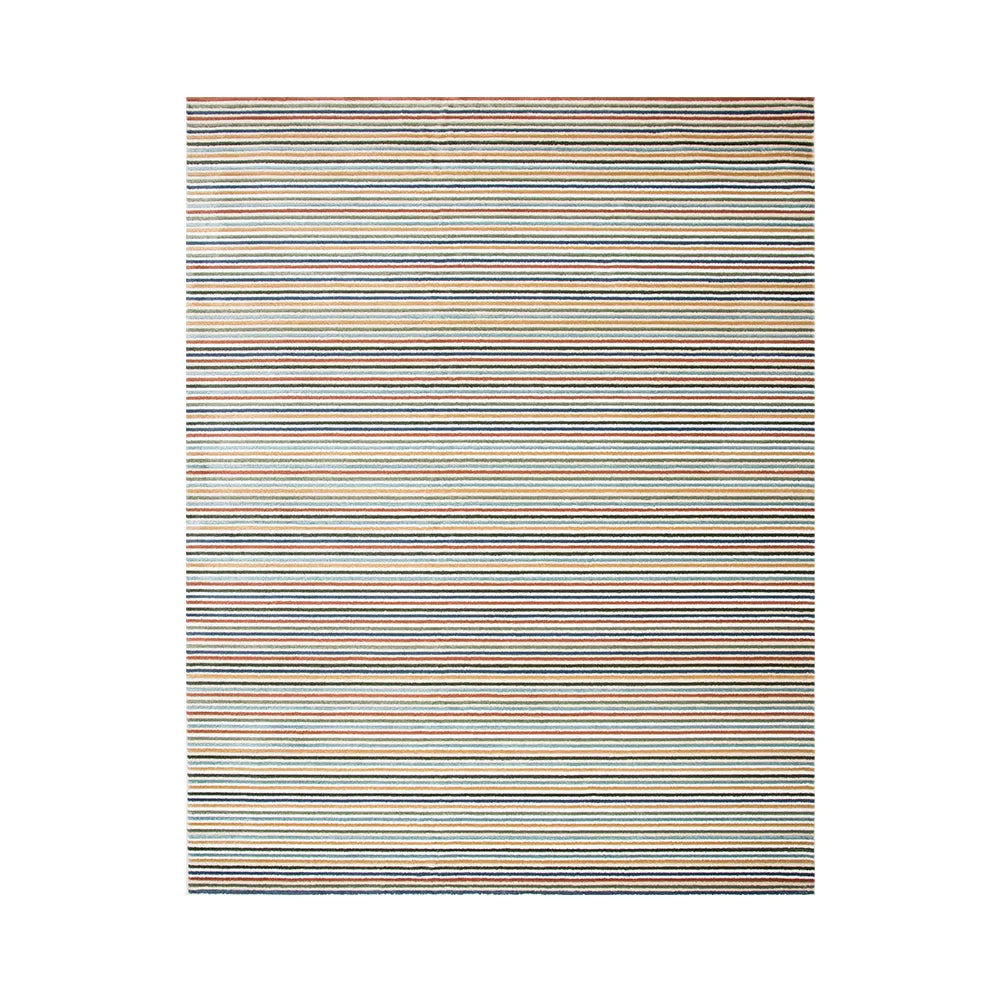 Tapete Egípcio para Sala e Quarto Zafir 200 x 250 cm - Listrado Azul c/ Verde - Terracota