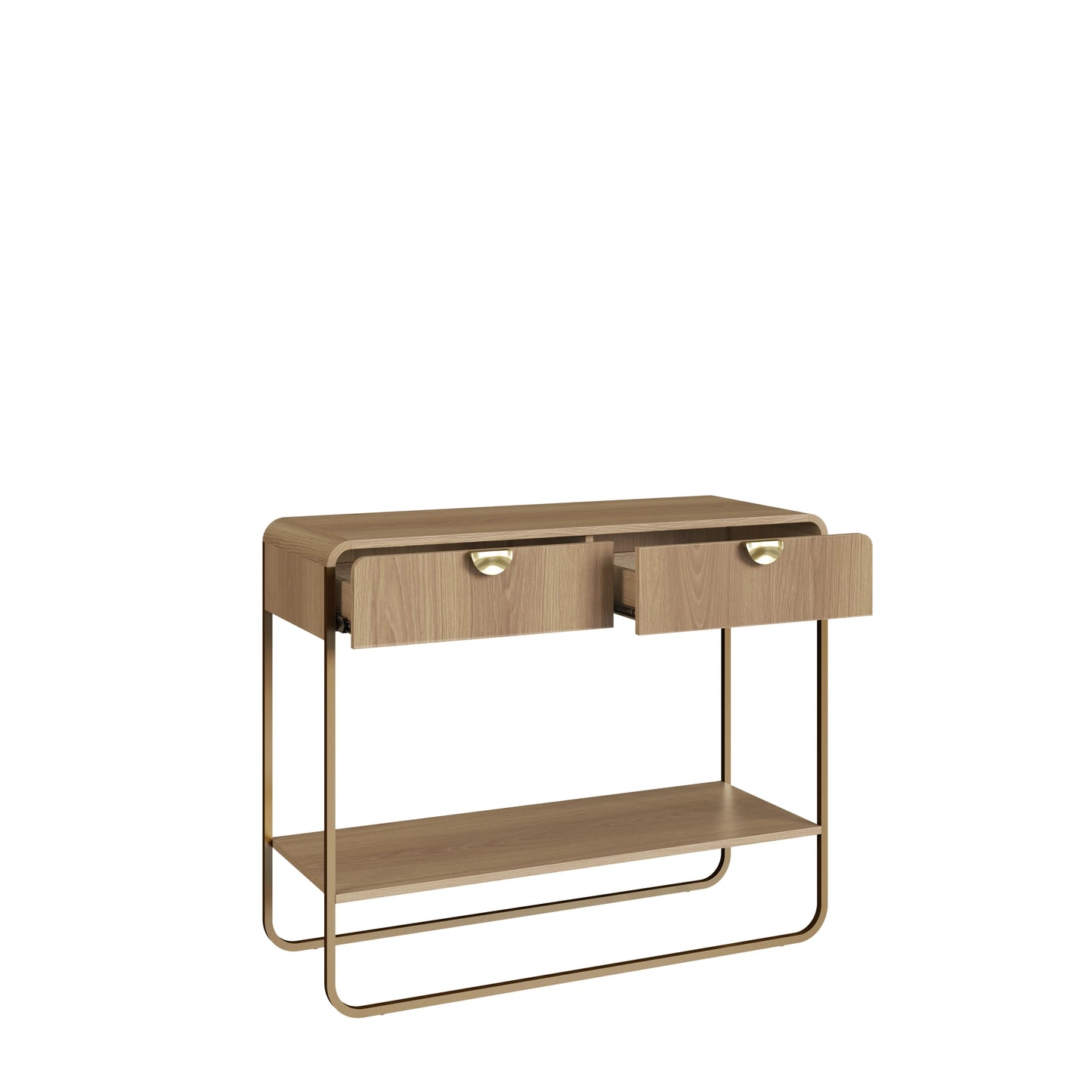 Aparador com 2 Gavetas Dunna 100 cm - Mel c/ Dourado