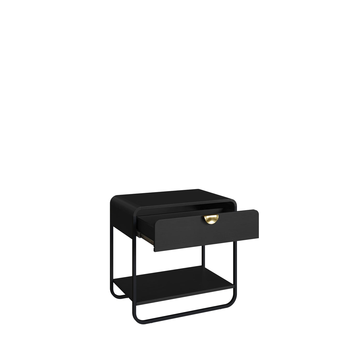 Mesa de Cabeceira com 1 Gaveta Dunna 60 cm - Preto c/ Dourado
