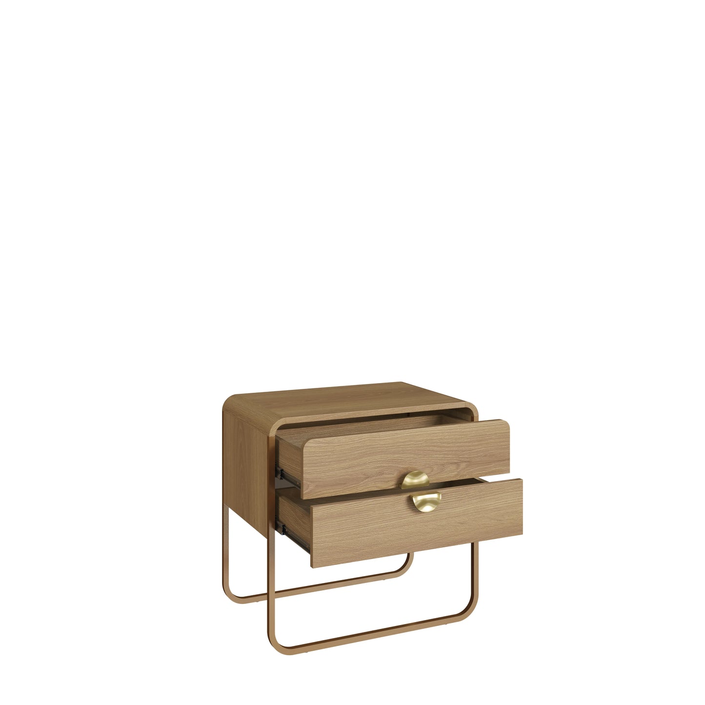 Mesa de Cabeceira com 2 Gavetas Dunna 60 cm - Mel c/ Dourado