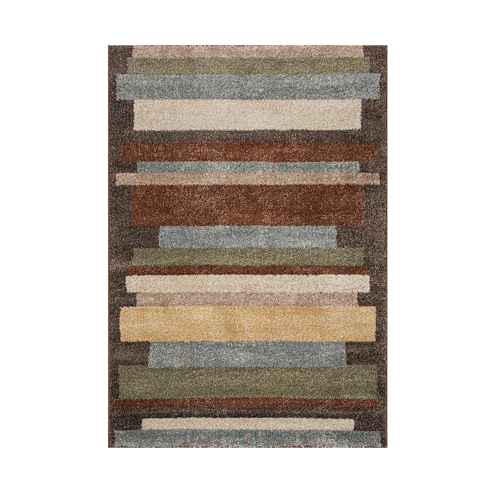 Tapete Egípcio para Sala e Quarto Talon 200 x 250 cm - Geométrico Chumbo c/ Terracota - Azul