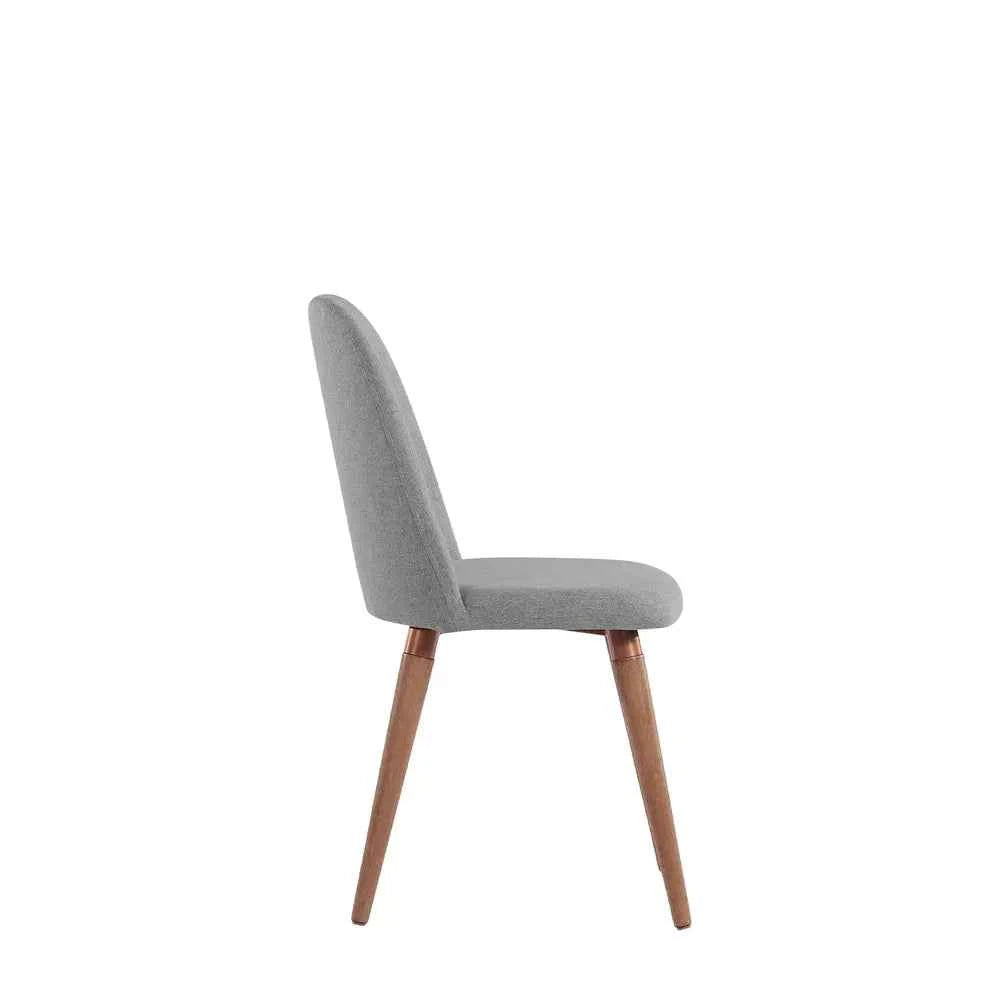 Conjunto de 4 Cadeiras de Madeira Maciça Estofada New Drop - Natural c/ Linho Cinza - Cobre