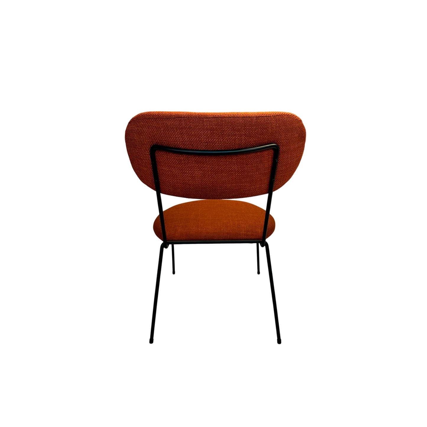 Poltrona de Aço Estofada Liri - Preto c/ Linho Texturizado Terracota