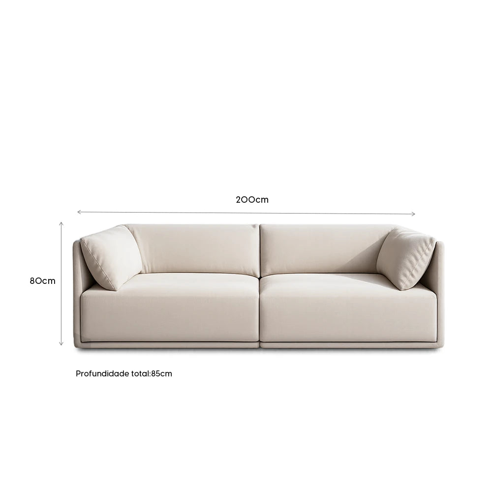 Sofá 3 Lugares Dali 200 cm - Linho Texturizado Bege