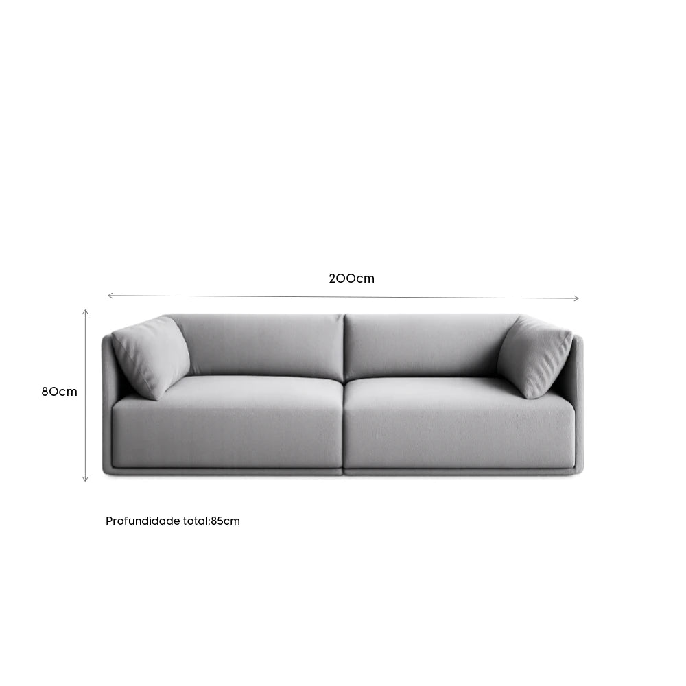 Sofá 3 Lugares Dali 200 cm - Linho Texturizado Cinza