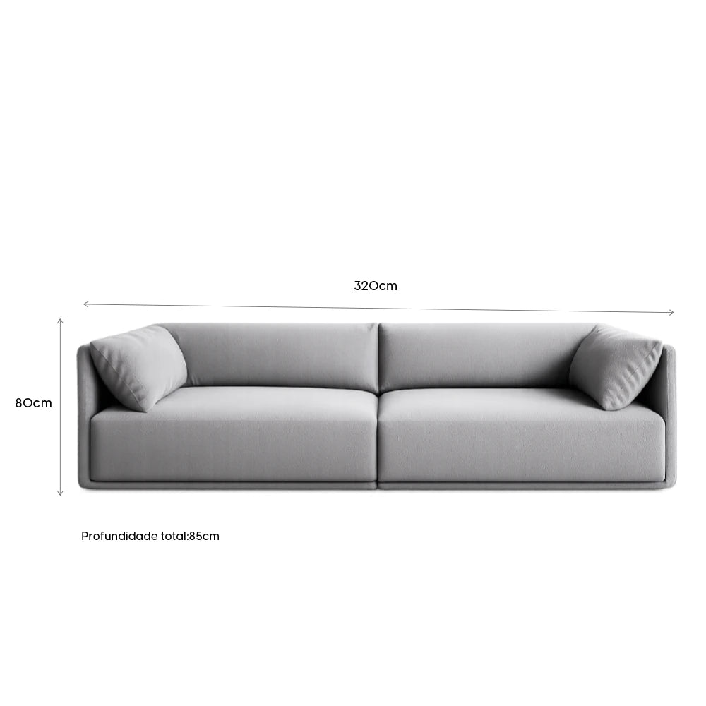 Sofá 6 Lugares Dali 320 cm - Linho Texturizado Cinza