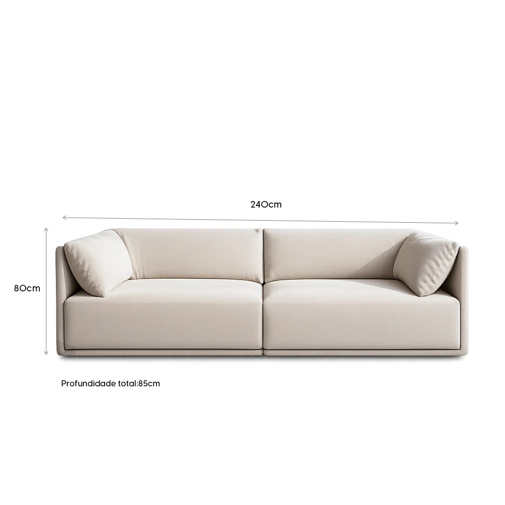 Sofá 6 Lugares Dali 240 cm - Linho Texturizado Bege