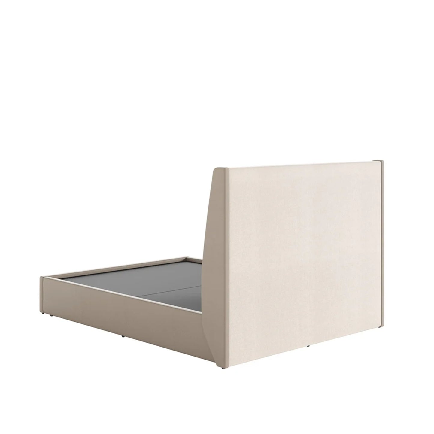 Cama Estofada Queen com Cabeceira Ayla - Linho Texturizado Off White c/ PU Fendi