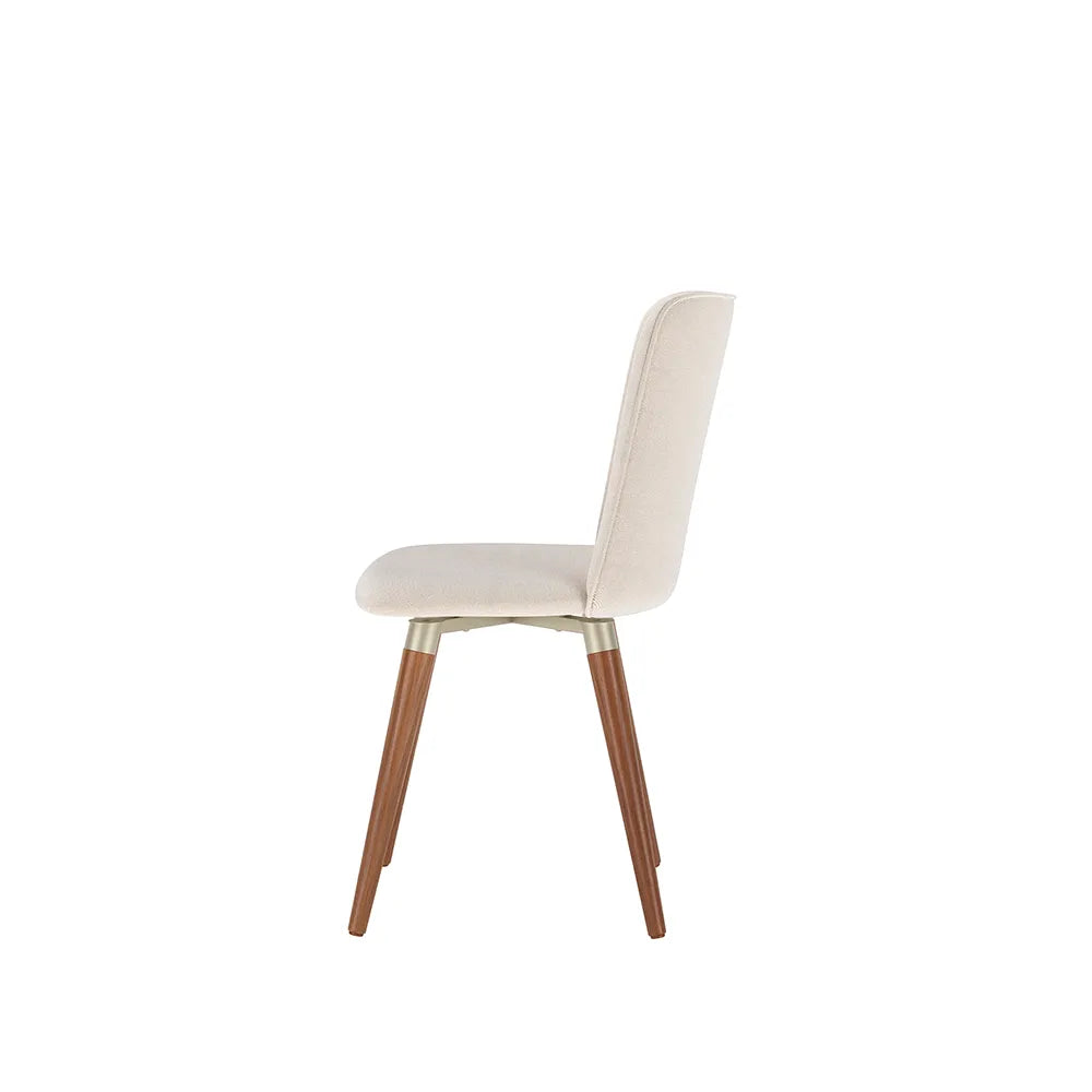 Conjunto de 2 Cadeiras Giratória de Madeira Maciça Estofada Dakota - Natural c/ Linho Off White - Champanhe