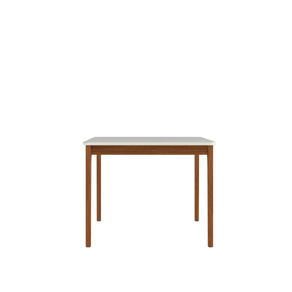 Mesa de Jantar Retangular c/ Vidro para 4 Lugares Ella 135 cm - Natural c/ Off White Fosco