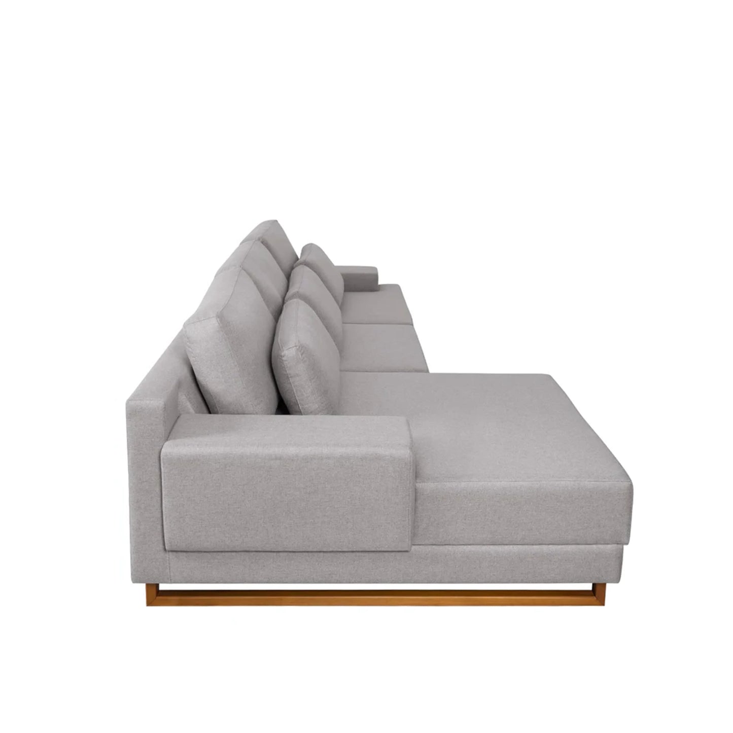 Sofá 6 Lugares com Chaise Lado Esquerdo Mônaco 330 cm - Linho Texturizado Cinza c/ Natural