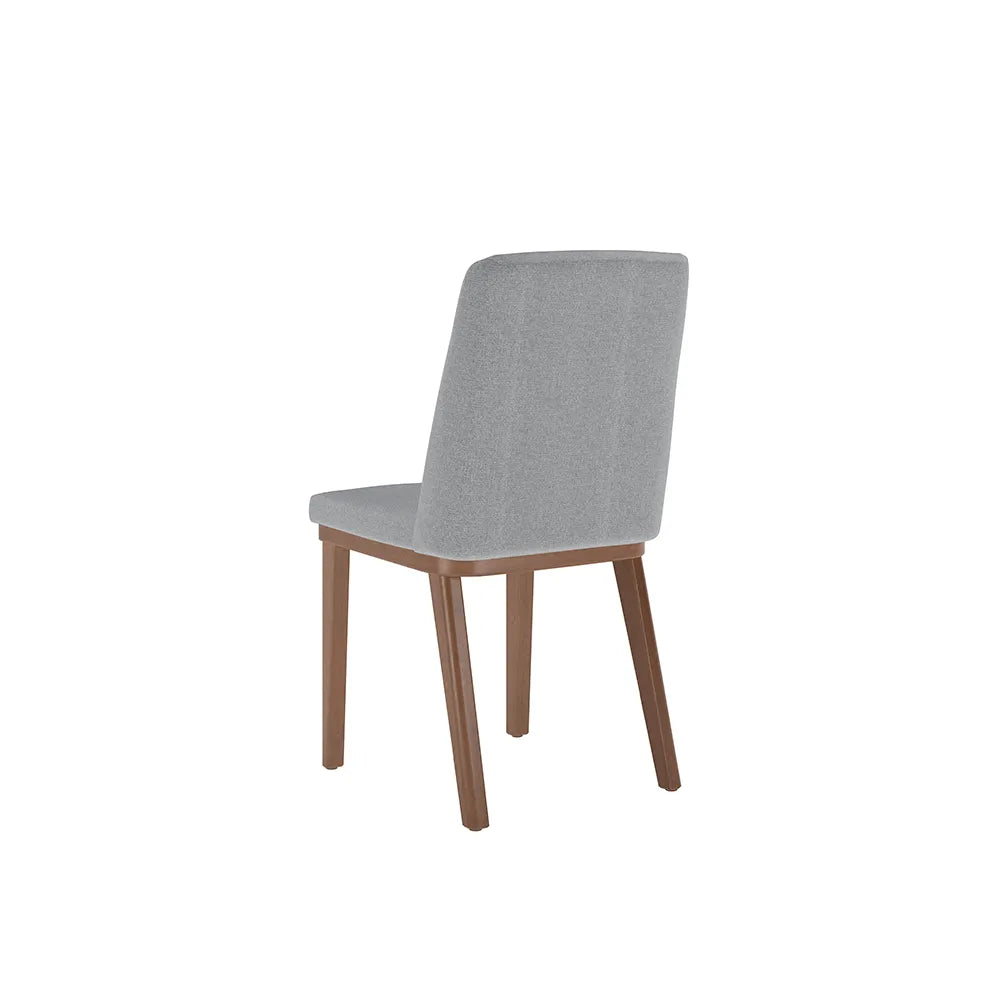 Conjunto de 2 Cadeiras de Madeira Maciça Estofada Kalina - Natural c/ Stone Carbono