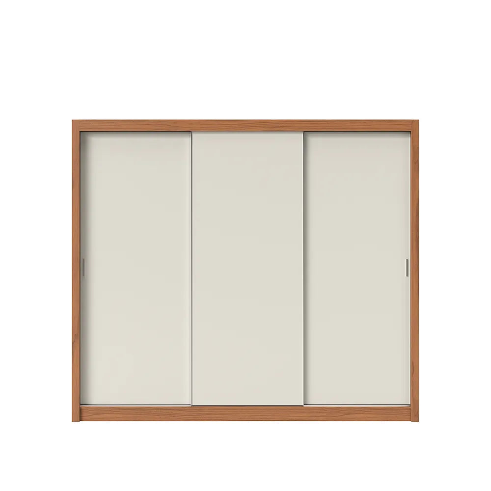Guarda-Roupa Casal 3 Portas de Correr 6 Gavetas Montclair 275 cm - Canella c/ Off White Fosco