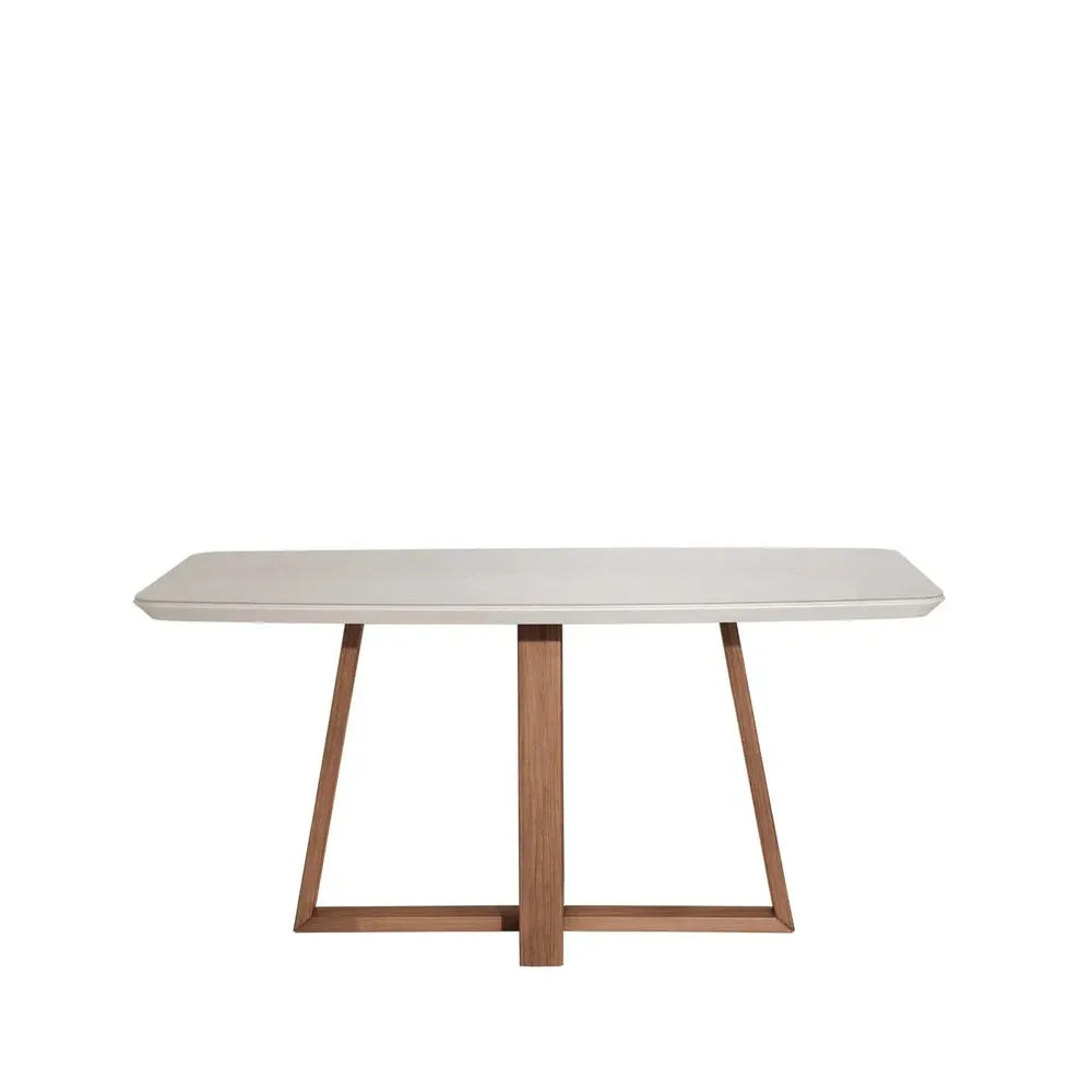 Conjunto de Jantar Mesa Retangular com Vidro Bennett 6 Cadeiras New Drop - Natural c/ Off White