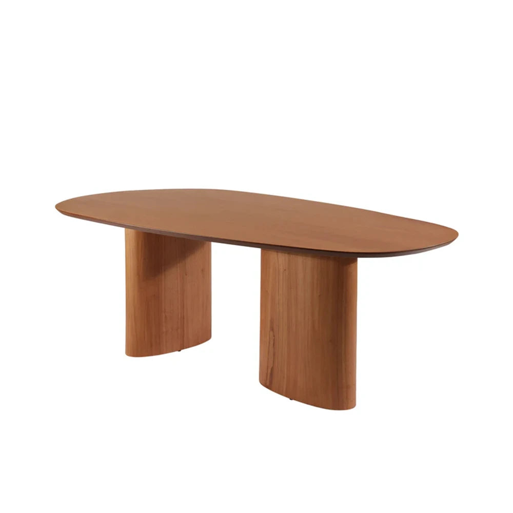 Conjunto de Jantar Mesa Orgânica Gaya 8 Cadeiras Saga - Natural c/ Caramelo