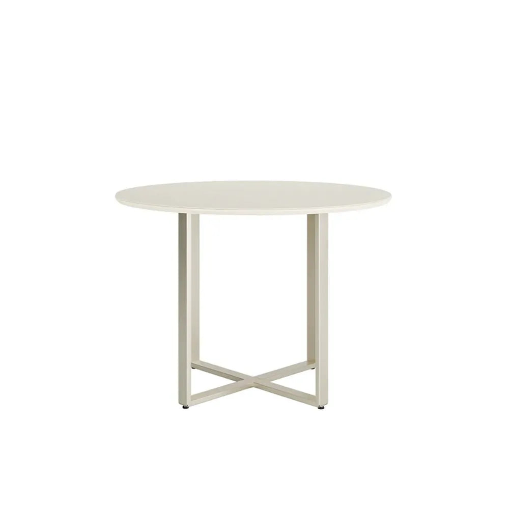 Conjunto de Jantar Mesa Redonda com Vidro Arcádia 4 Cadeiras Lucille - Champanhe c/ Off White