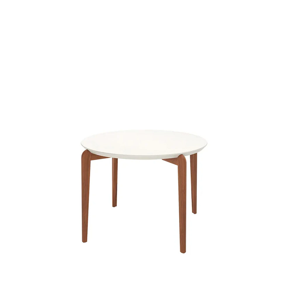 Conjunto de Jantar Mesa Redonda com Vidro Donatella 4 Cadeiras Kalina - Natural c/ Off White