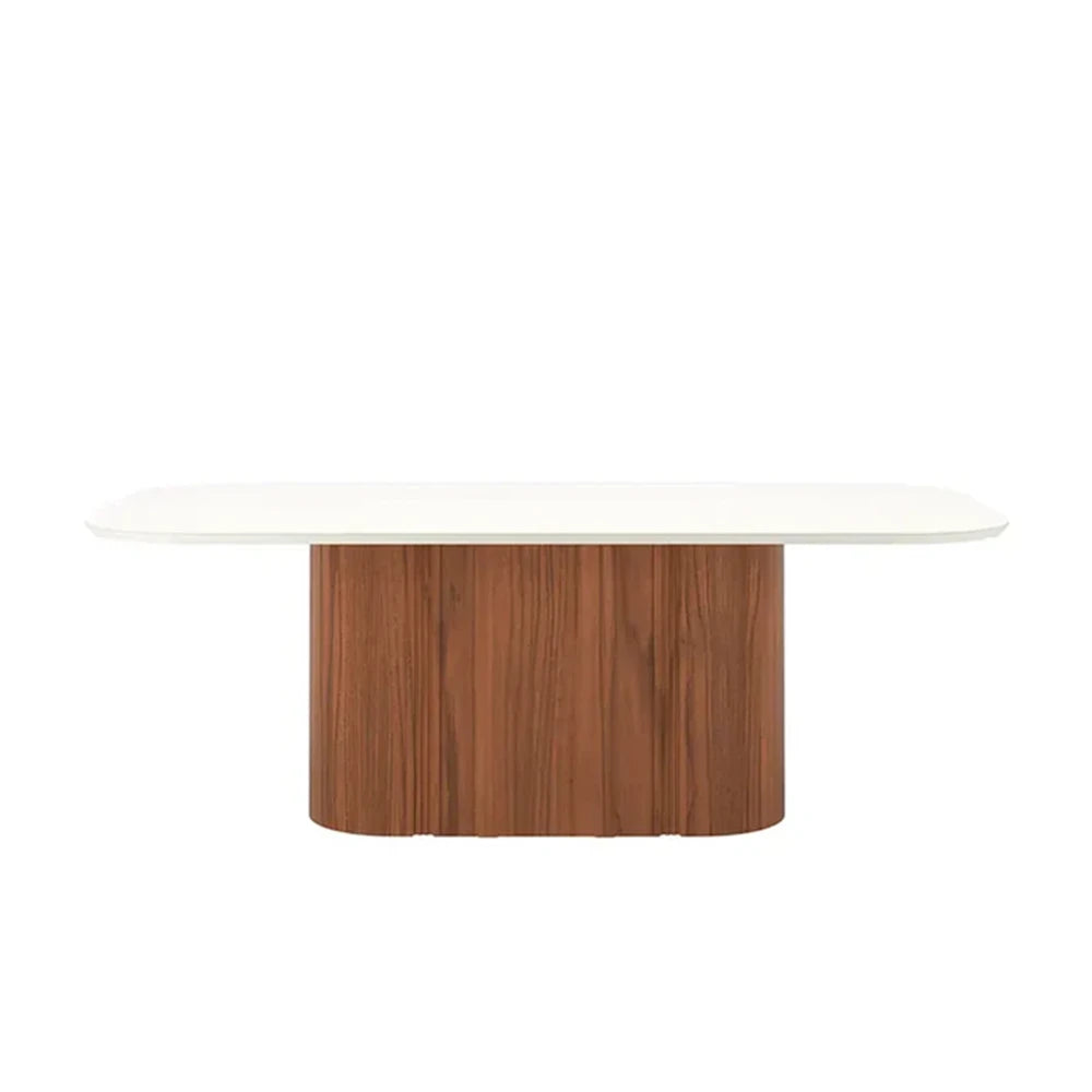 Conjunto de Jantar Mesa Retangular com Vidro Kalina 8 Cadeiras Saga - Canella c/ Cru