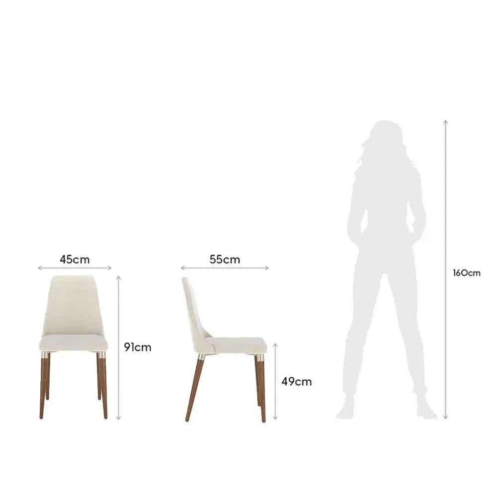 Conjunto de 4 Cadeiras de Madeira Maciça Estofada Lara - Natural c/ Linho Off White - Champanhe