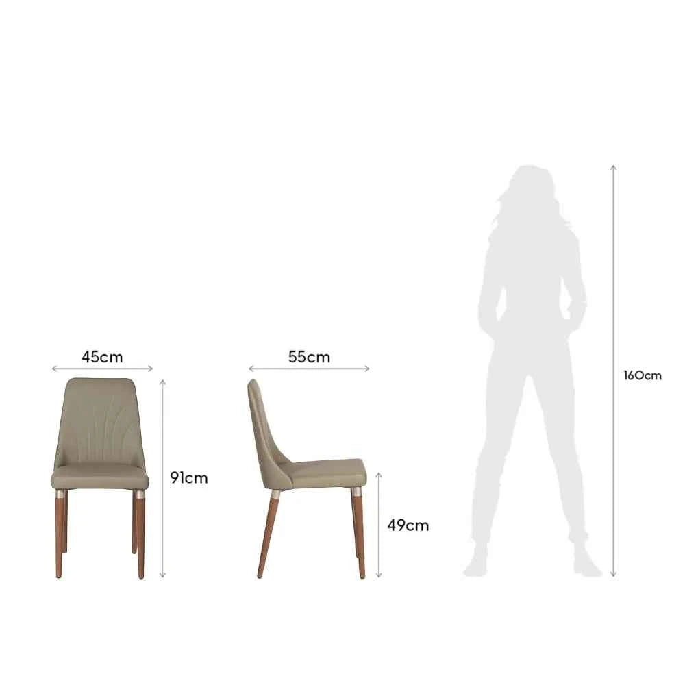 Conjunto de 4 Cadeiras de Madeira Maciça Estofada Lara - Natural c/ PU Fendi - Champanhe