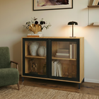 Buffet 2 Portas com Vidro Vitria 91 cm - Mel c/ Preto