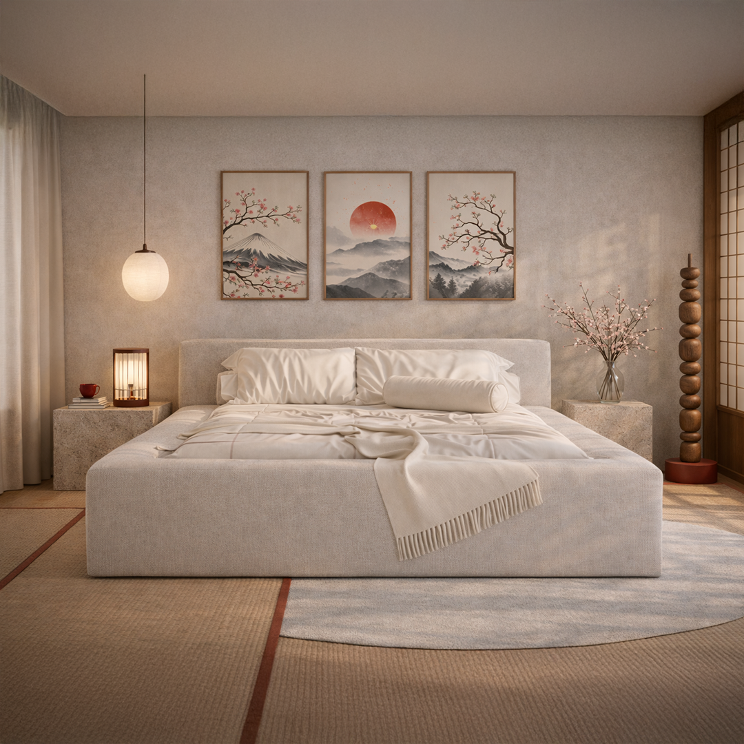 Cama Estofada King com Cabeceira Nora - Linho Off White